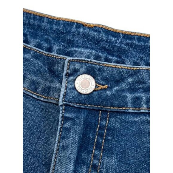 High Waisted Wide Leg Stretch Denim Jeans with Cuffed Hem & Pockets - Picture 8 of 8